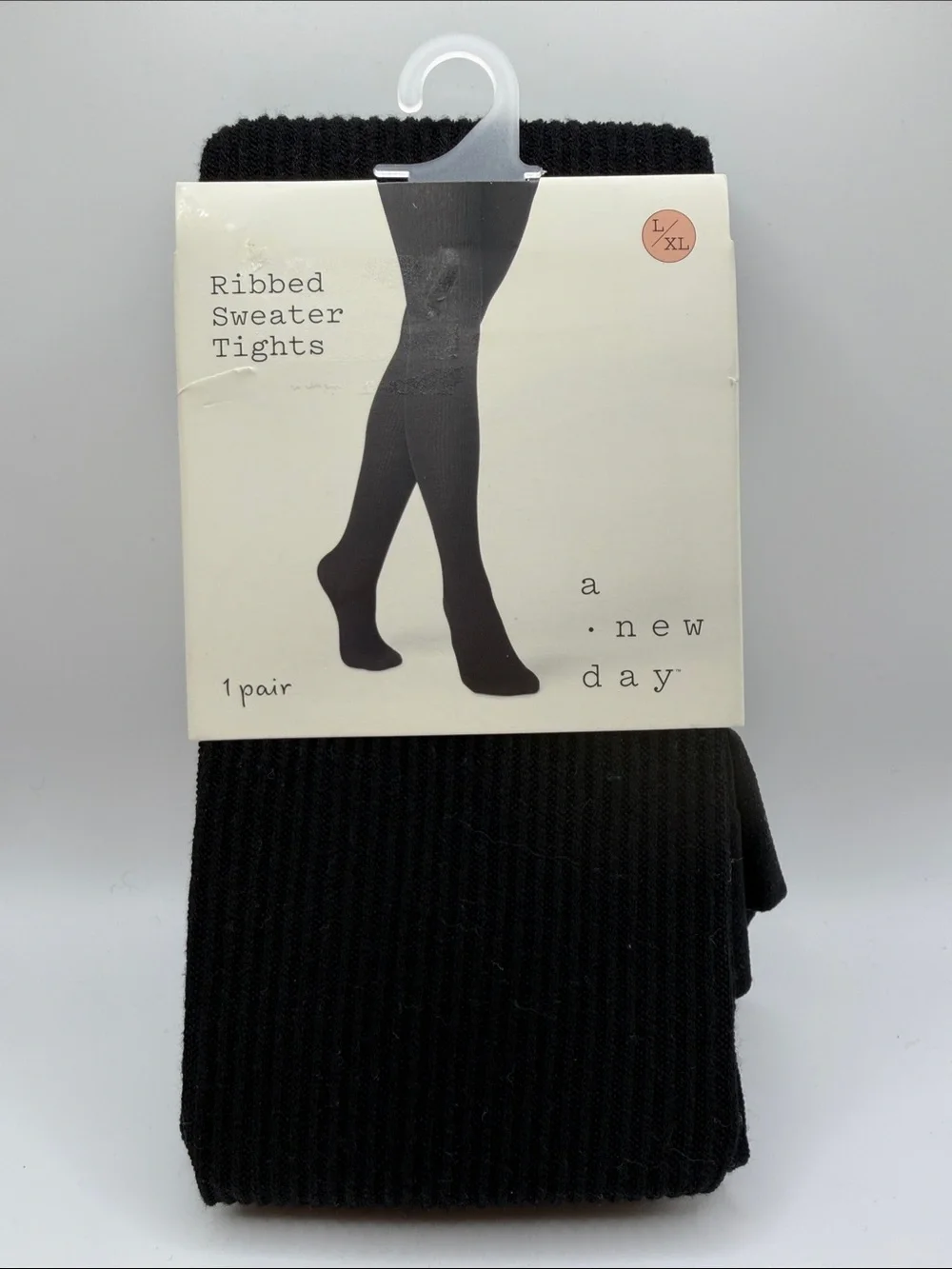 a new day Black Ribbed Sweater Tights